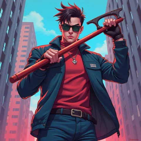 Anime Gordon Freeman Wielding His Crowbar