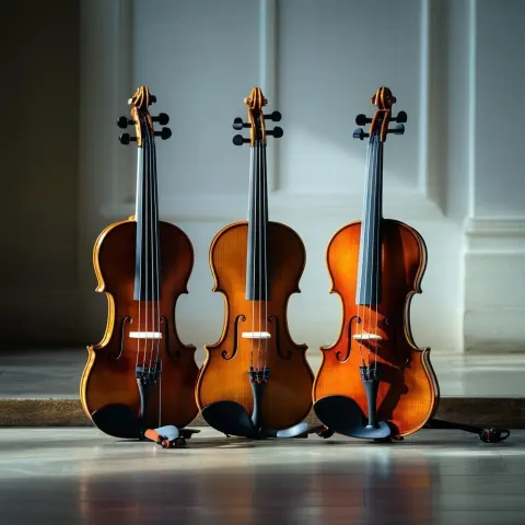 Three Violins Sprawled in Dramatic Minimalist Light