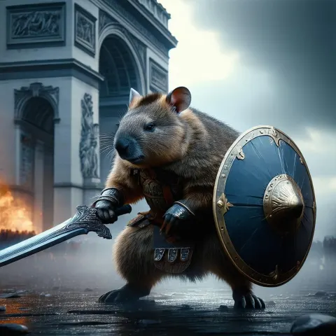 Warrior Wombat Guarding the Arc de Triomphe