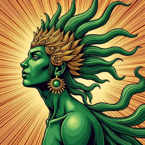 Radiant Green and Gold Manga Headdress