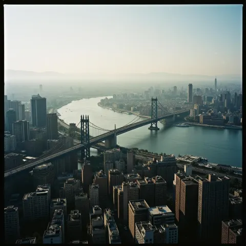 Bridge Between Two Cities in Deep Shadow