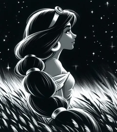 Princess Jasmine Gazing at Starry Sky