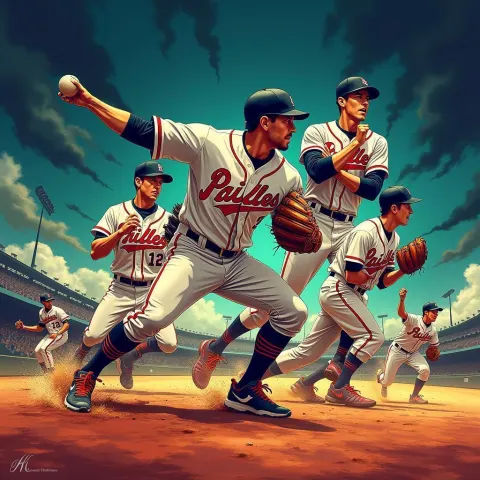 Chiaroscuro Comic Panel of Baseball Action