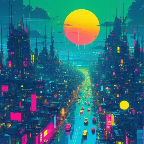 Asahi Linux Wallpaper in Neon Anime Style