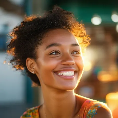 Radiant Smile Captured in Soft Warm Light