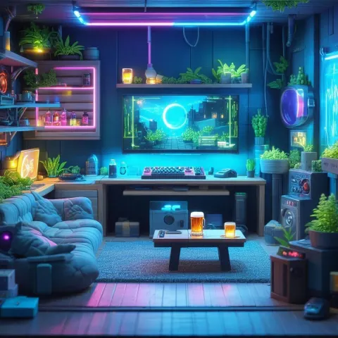 Stop Motion Gamer Den With Neon RGB