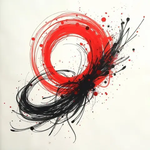 Manga Red Swirl Above a Dashed Line