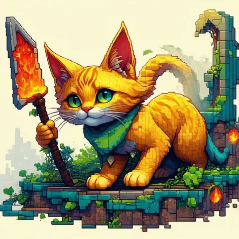 Eight Bit Cat Denning Fantasy Creature