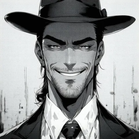 Cheerful Mafia Man in Monochrome Anime