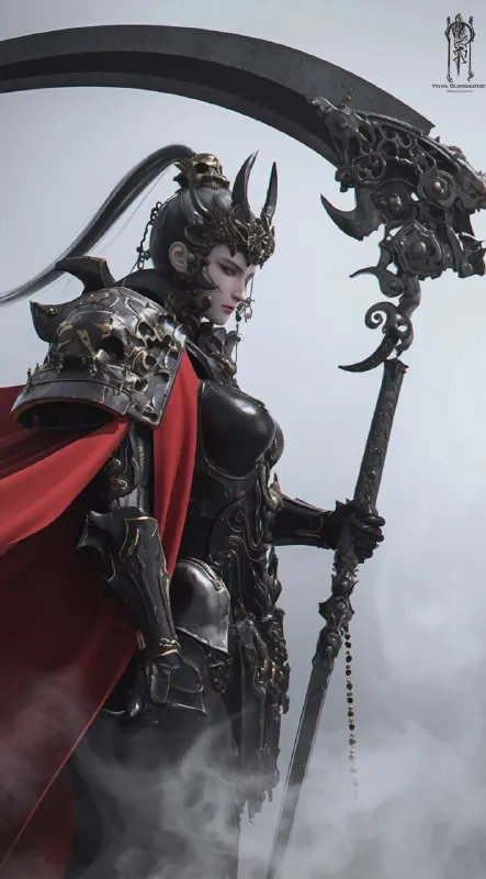 Female Samurai with Mechanical Scythe Design