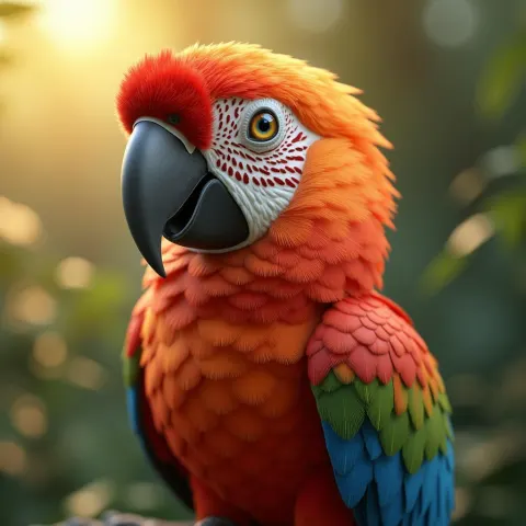 Serene Tropical Bird in Detailed 3D Feathers