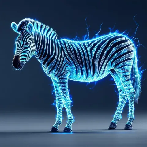 Zebra With Electric Blue Stripes in Anime