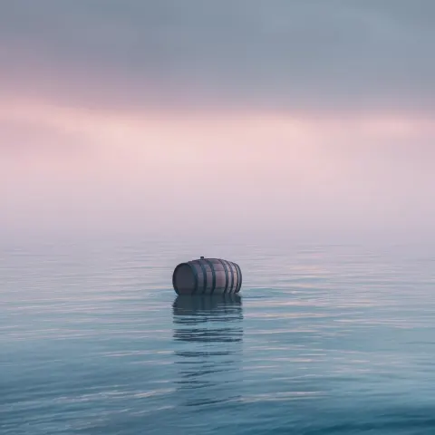 Dreamy Barrel Adrift on an Ethereal Sea