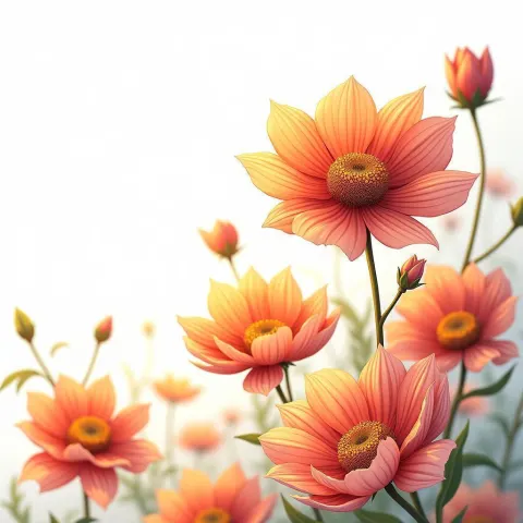 Vibrant Anime Flowers on Crisp White
