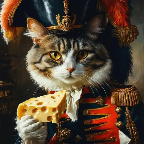 Regal Cat Napoleon on a Propaganda Poster