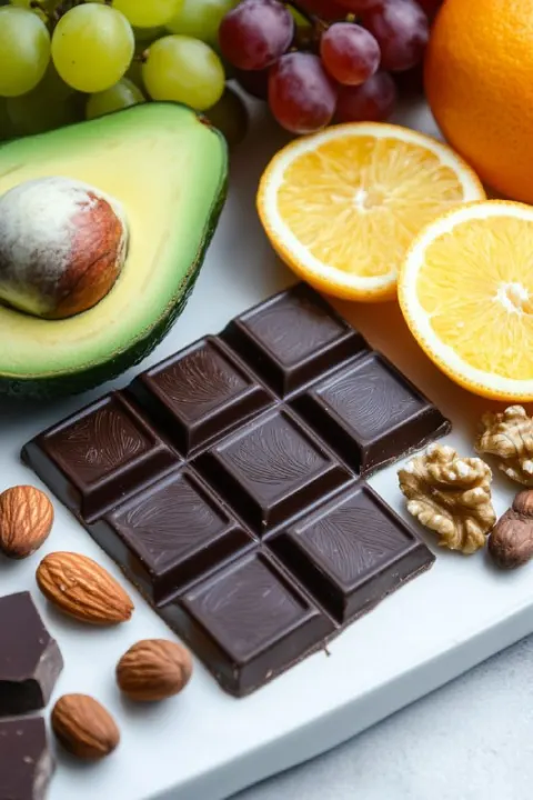 High-Quality Plate with Chocolate and Fruits
