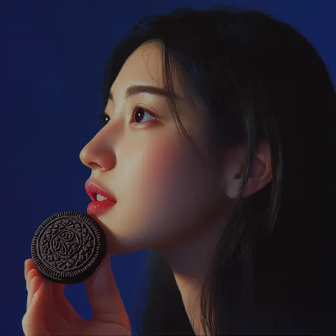 Photo-Realistic Close-Up of Woman with Oreo