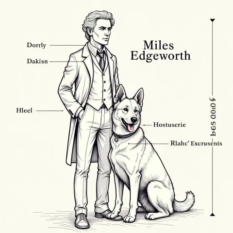 Technical Illustration of Miles Edgeworth and Dog
