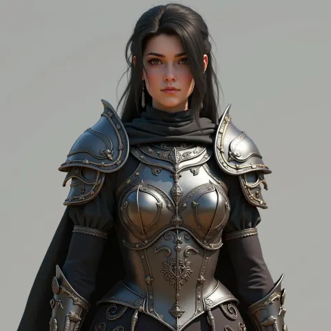 Volumetric Warrior Woman in Light and Shadow