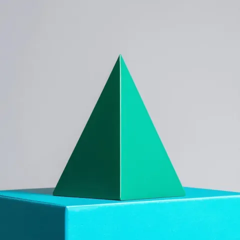 Green Pyramid and Blue Box in Editorial Sheen