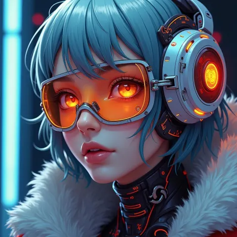 Vibrant Anime Portrait of a Cyborg Scientist