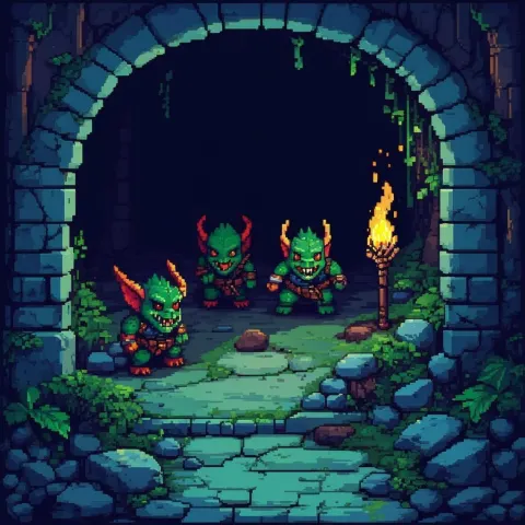 Eight Bit Kobolds Digging by Torchlight