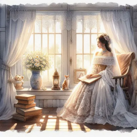 Thai Girl in Shabby Chic Room