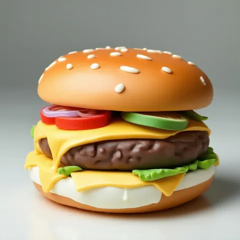 Squishy Claymation Cheeseburger With Melty Cheese
