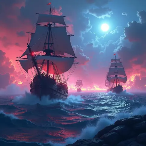 Cyberpunk Pirate Battles on Vivid Seas