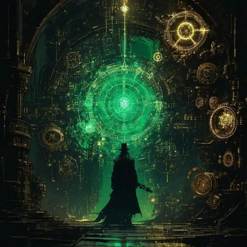Moody Magic Mechanic Amid Arcane Gears