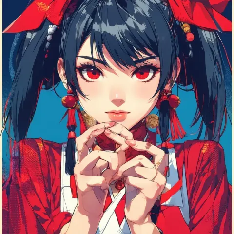 Hakurei Reimu in Crisp Vector Poster Style