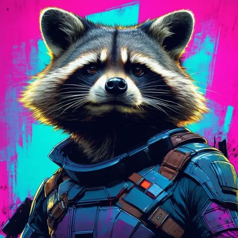 Rocket Raccoon in Bold Comic Book Style