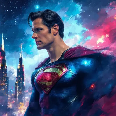 Superman Soars Over a Neon Future City