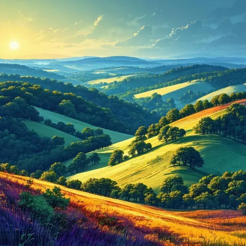 Golden Hour Over the Rolling Eifel Hills