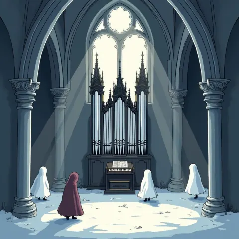 Ghostly Gothic Pipe Organ in Winter Light