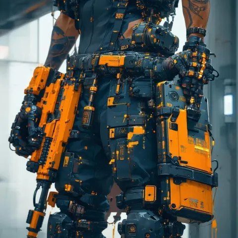 Cyberpunk Mechanic With Industrial Arms