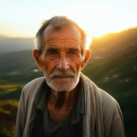 Weathered Old Man at Golden Hour