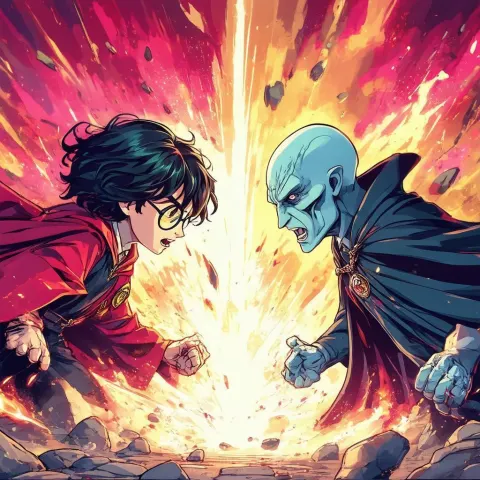 Harry and Voldemort Duel in Manga Fury