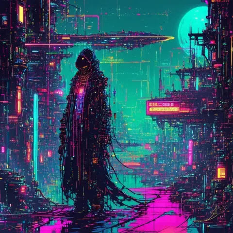 Eldritch Tippler in Neon Drenched Cyber Chaos