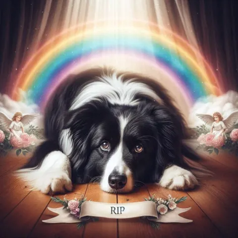 Border Collie Beneath the Rainbow Bridge