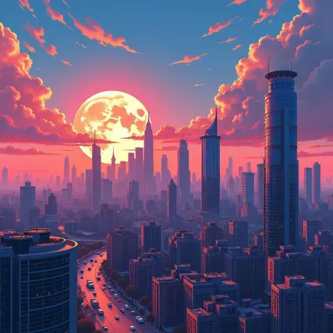 Karachi Skyline in Vivid Manga Linework