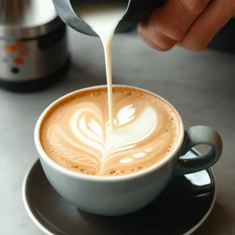 Latte Art Pour in Soft Atmospheric Glow