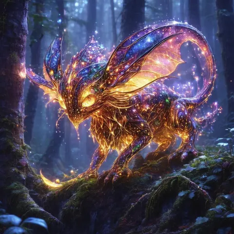 Majestic Glowing Beast of the Enchanted Forest