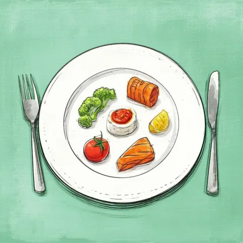 Whiteboard Sketch of a Plated Meal