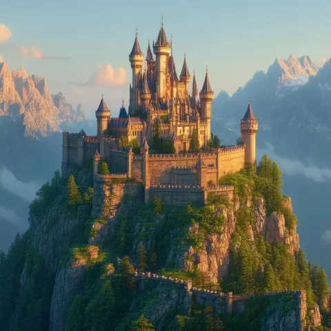 Medieval Castle Crowning a Mountain Peak