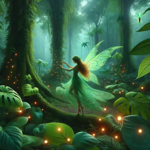 Forest Fairy Dancing Among Fireflies Enchantment