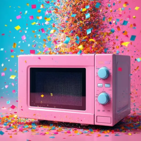Confetti Storm From a Pink Microwave