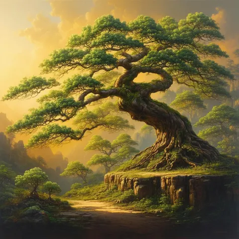 Colossal Bonsai Sprawling Over Earth's Edge