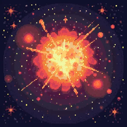 Pixel Big Bang Blooming Across Space