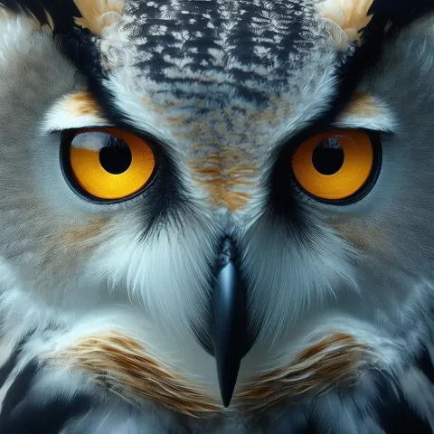 Owl Eyes in Glossy Chiaroscuro Detail